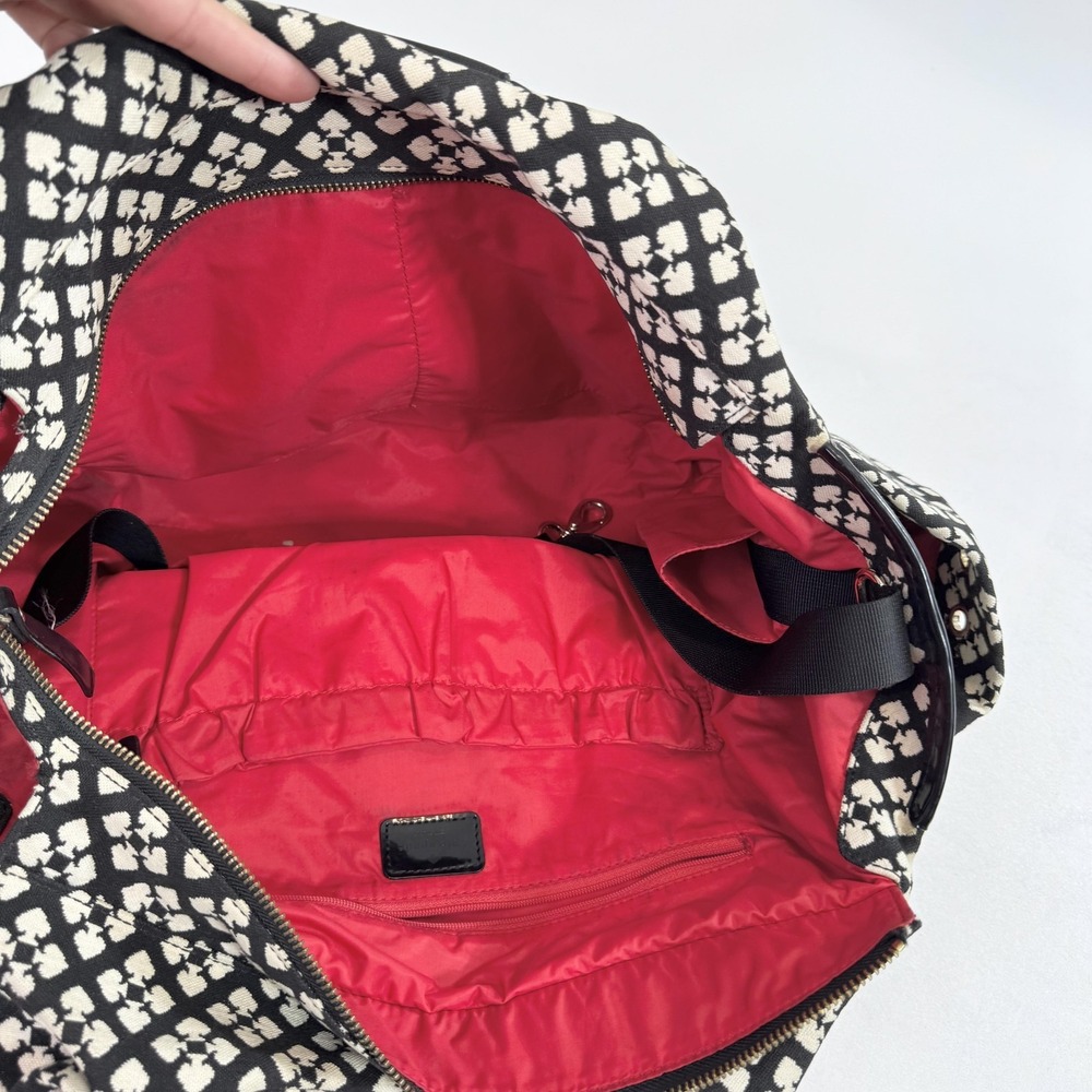 Kate Spade New York Tote Satchel Handbag Black White Print Patent Bottom Red - Picture 8 of 9